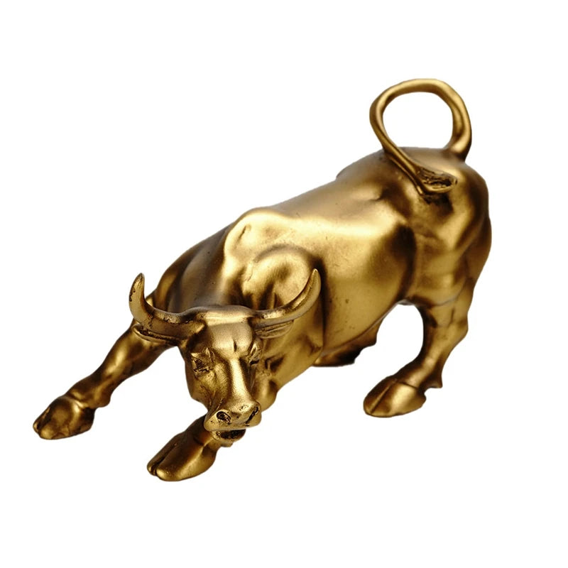 Wall Street Bull Statue – Golden Stock Market Ox Sculpture Resin Figurine for Office & Home Décor