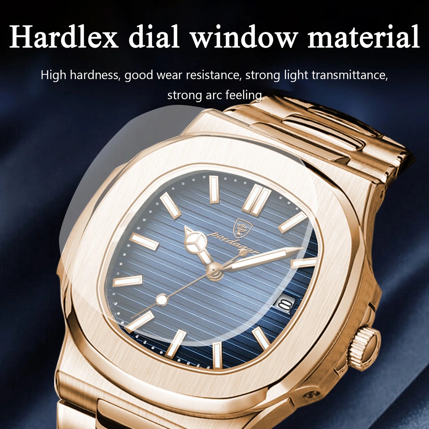 Wall Street Executive Stainless Steel Watch – POEDAGAR Luxury Square Quartz, Waterproof & Luminous Business Timepiece