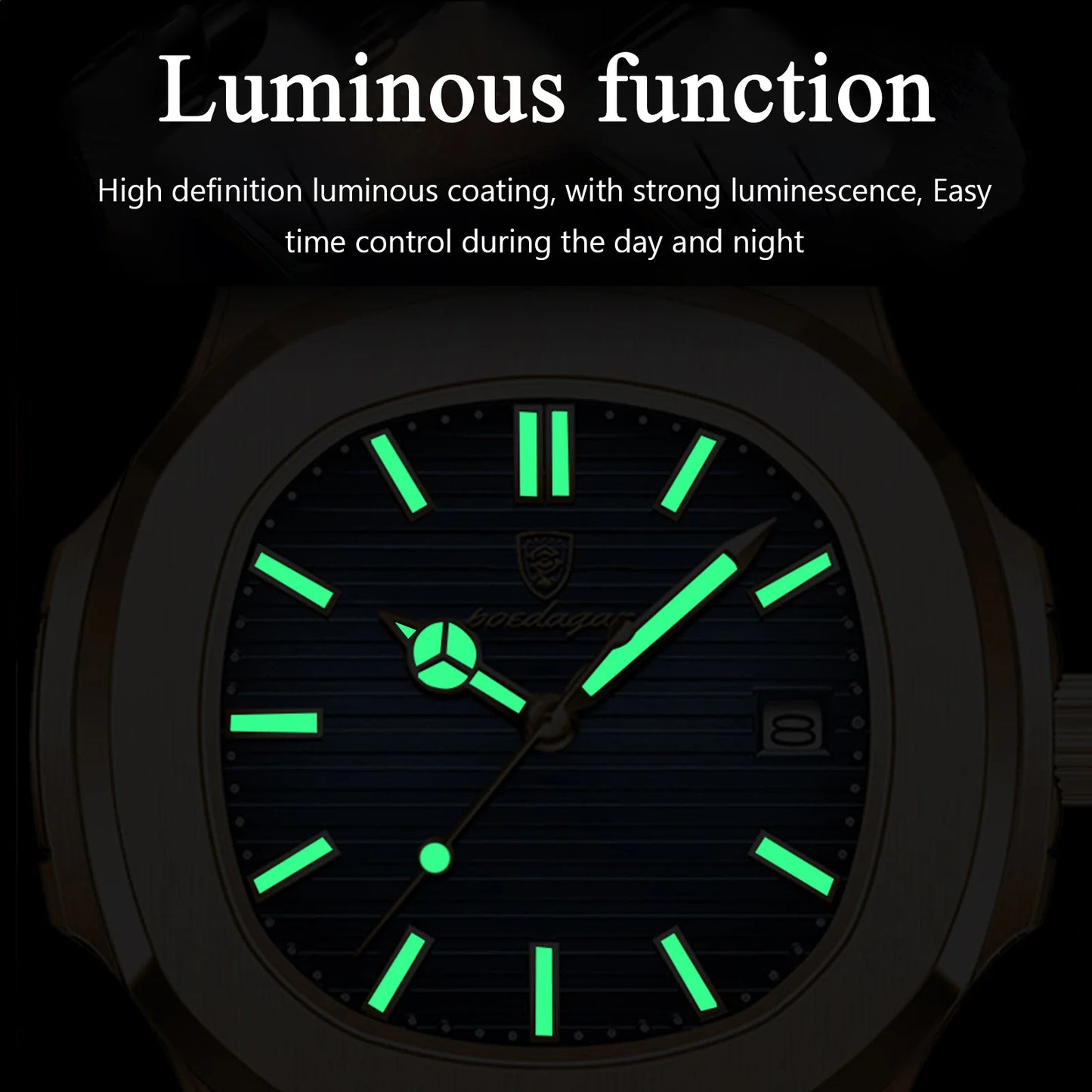 Wall Street Executive Stainless Steel Watch – POEDAGAR Luxury Square Quartz, Waterproof & Luminous Business Timepiece